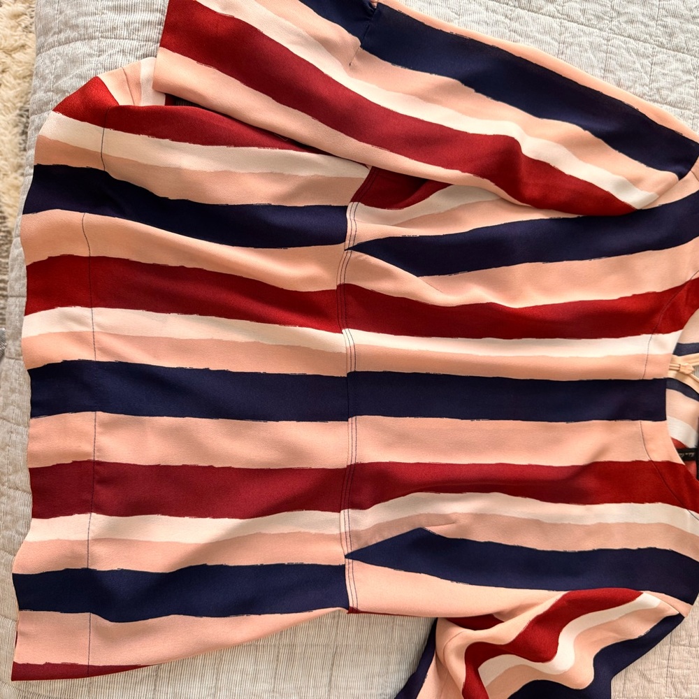 BCBGMaxAzria Red and Blue Striped Top